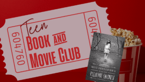 Name of club text next to cover of Miss Peregrine's Home for Peculiar Children