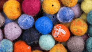 Felted wool spheres.